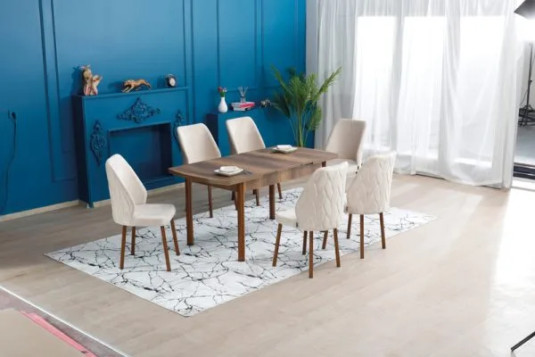 Hasko Bingöl Mobilya - Kelebek Yaprak Kare Yemek Masası Takımı